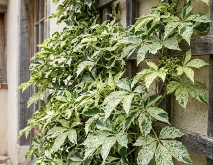 Vigne vierge Monham Star Showers aux feuilles panachées crème et vert